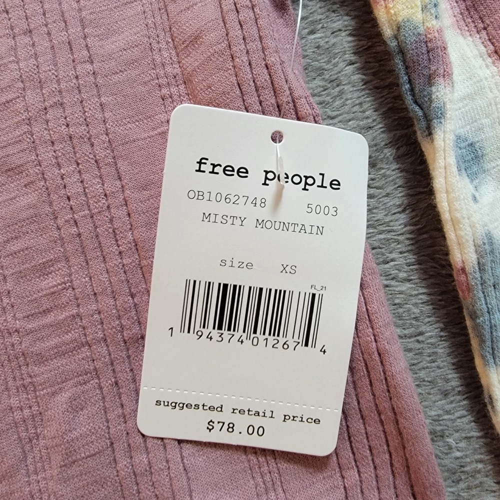 Free People Big Sur Tie Dye Long Sleeve Top Misty Mountain Size XS NEW $78 - Picture 3 of 5